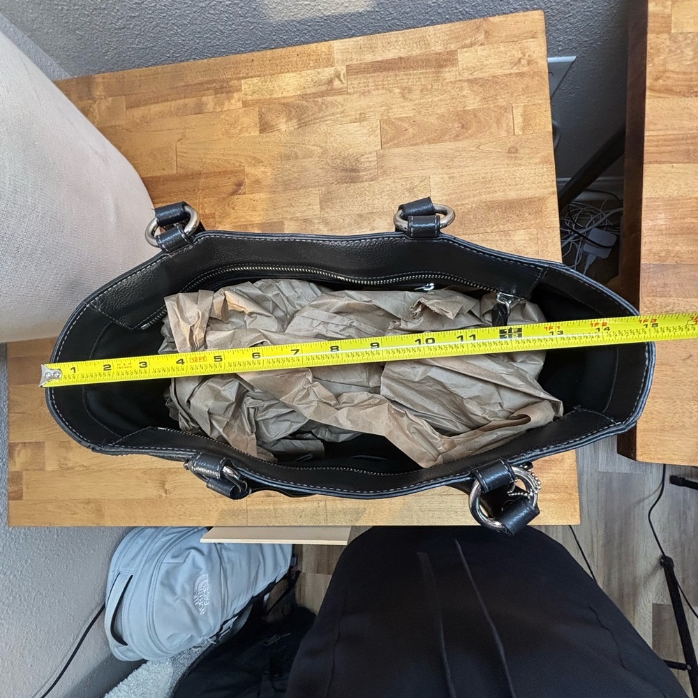 Coach Ashley Leather Carryall Tote Bag Black F14926 - Picture 8 of 12